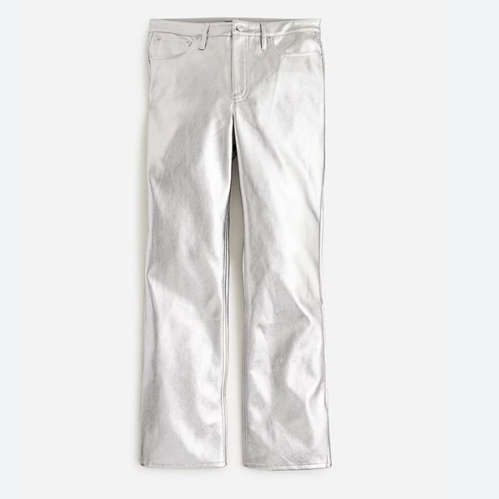 JCREW Full-length demi-boot pant in metallic faux leather